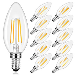 High Quality 3000k 4000k 6500k Vintage Dimmable Spiral Candle Led Filament Bulb E12