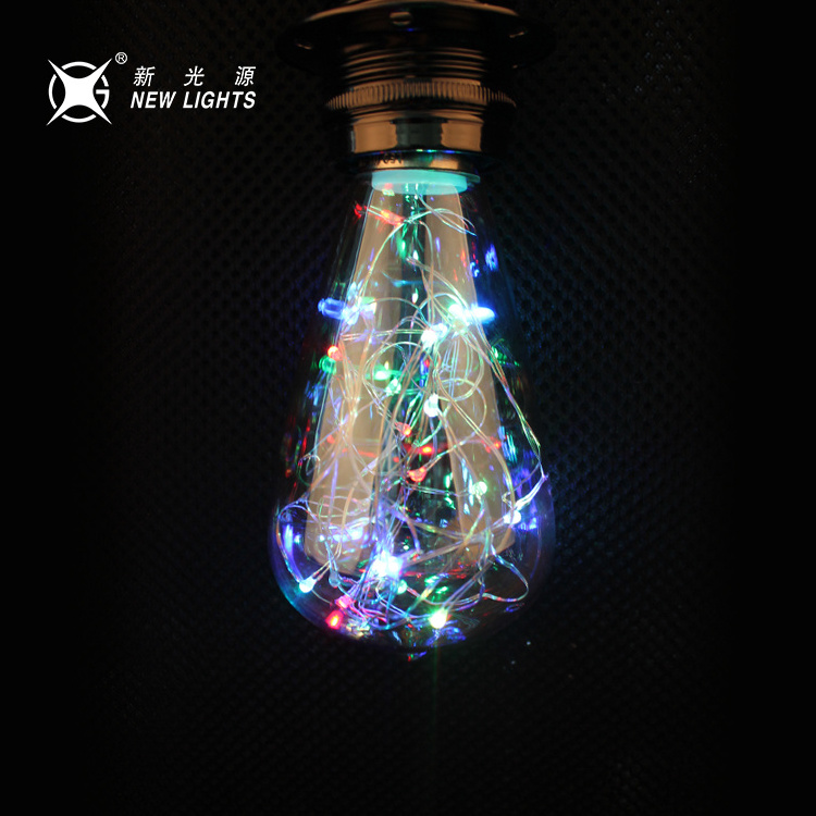 Modern Indoor Copper Wire Bulb Glass Led Filament Christmas Tree New Year Decoration Light