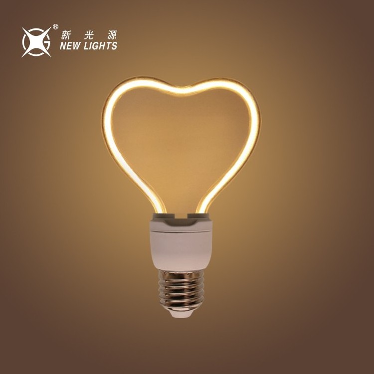 Hot decorative plastic soft heart heart butterfly shape lights e27 e26 4w w LED flexible soft filament bulb