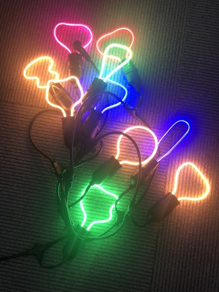 Hot decorative plastic soft heart heart butterfly shape lights e27 e26 4w w LED flexible soft filament bulb