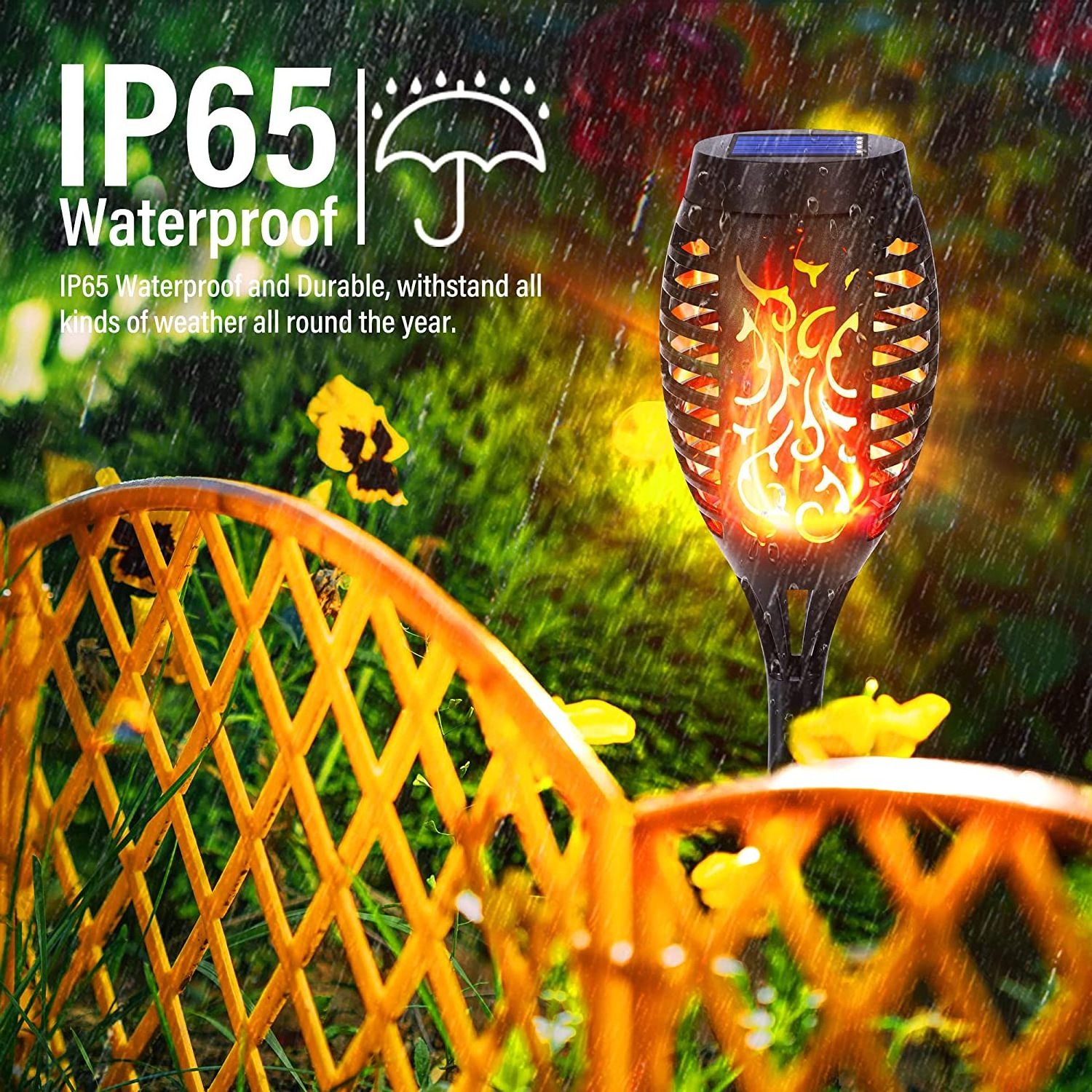 LED Solar Lights for Outdoor Use with Realistic Flame Effect IP65 Waterproof Garden Torches Solar for Gardens Path Backyards