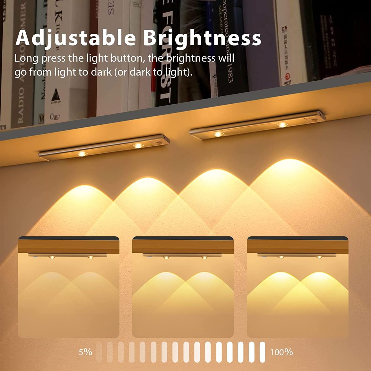 Sensor Light Colour Temperature and Brightness Adjustable Cabinet Light with Motion Sensor USB Rechargeable Kitchen Lamps