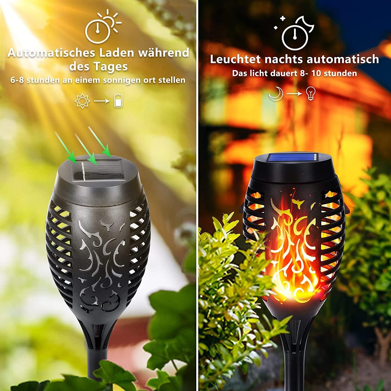 LED Solar Lights for Outdoor Use with Realistic Flame Effect IP65 Waterproof Garden Torches Solar for Gardens Path Backyards