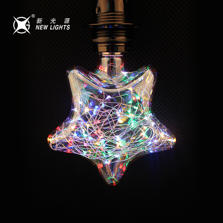 Modern Indoor Copper Wire Bulb Glass Led Filament Christmas Tree New Year Decoration Light