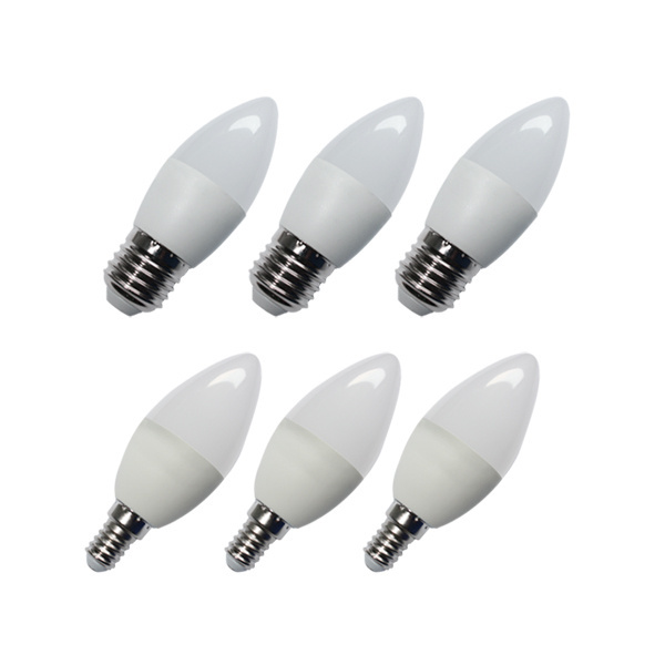 High lumen SMD c37 c37t 2w 3w 4w 5w 6w E14 E27 candle light 3000k 6500k plastic cover alu led bulb lamp