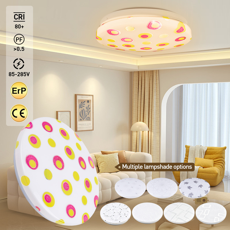 Indoor Modern Plastic Cover Round Shape Frameless Design Ultra-thin Led Ceiling Light Fixture for Home 32w