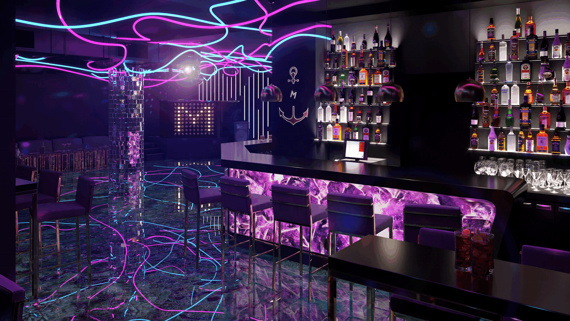 Luxury Nightclub Lounge Decor Ideas Night Club Bar Counter Strip Club Furniture with 3D Design