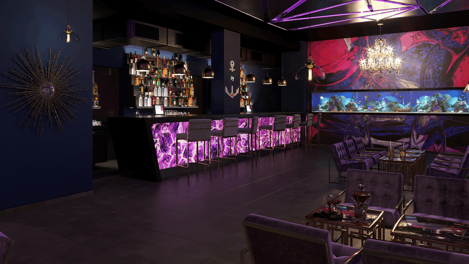 Luxury Nightclub Lounge Decor Ideas Night Club Bar Counter Strip Club Furniture with 3D Design