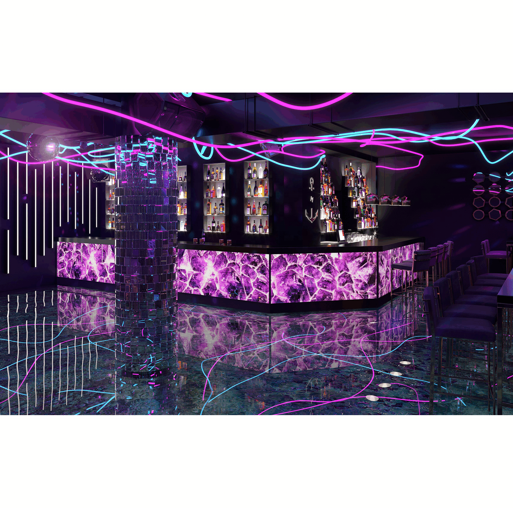 Luxury Nightclub Lounge Decor Ideas Night Club Bar Counter Strip Club Furniture with 3D Design