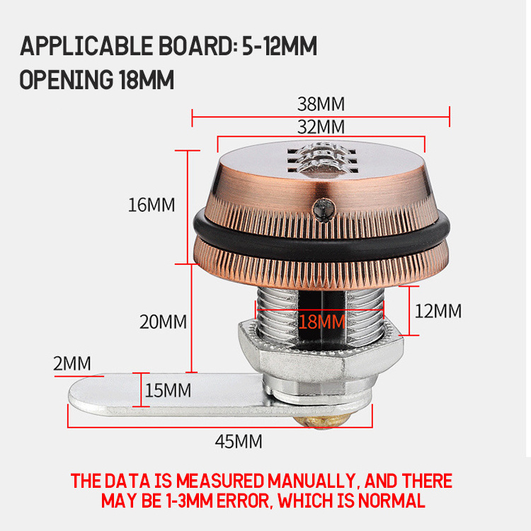 Mailbox cam 3 digit digital combination password cabinet lock for safe deposit box pin code lockers lock drawers