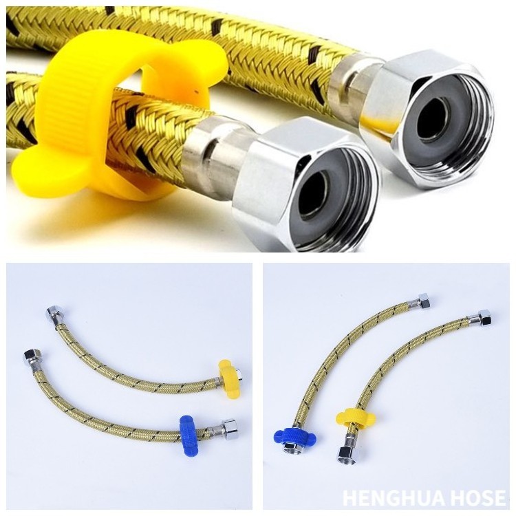 Female Compression Flexible Faucet Connector Braided Stainless Steel Supply Hose Line Thread Male Connector for Kitchen