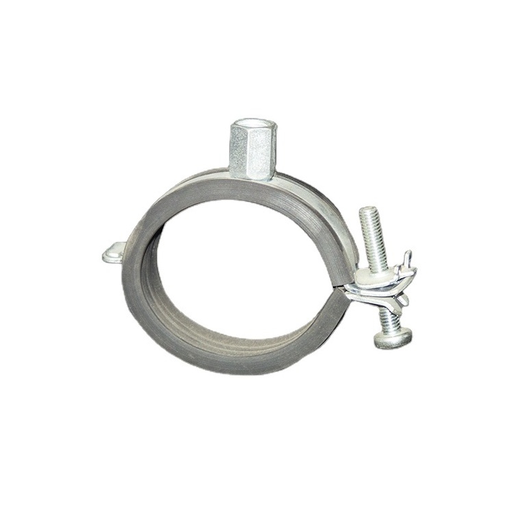 Hot Selling Galvanizing Rubber Cushion Split Pipe Bracket Lined Pipe Clamp With Welded Nut