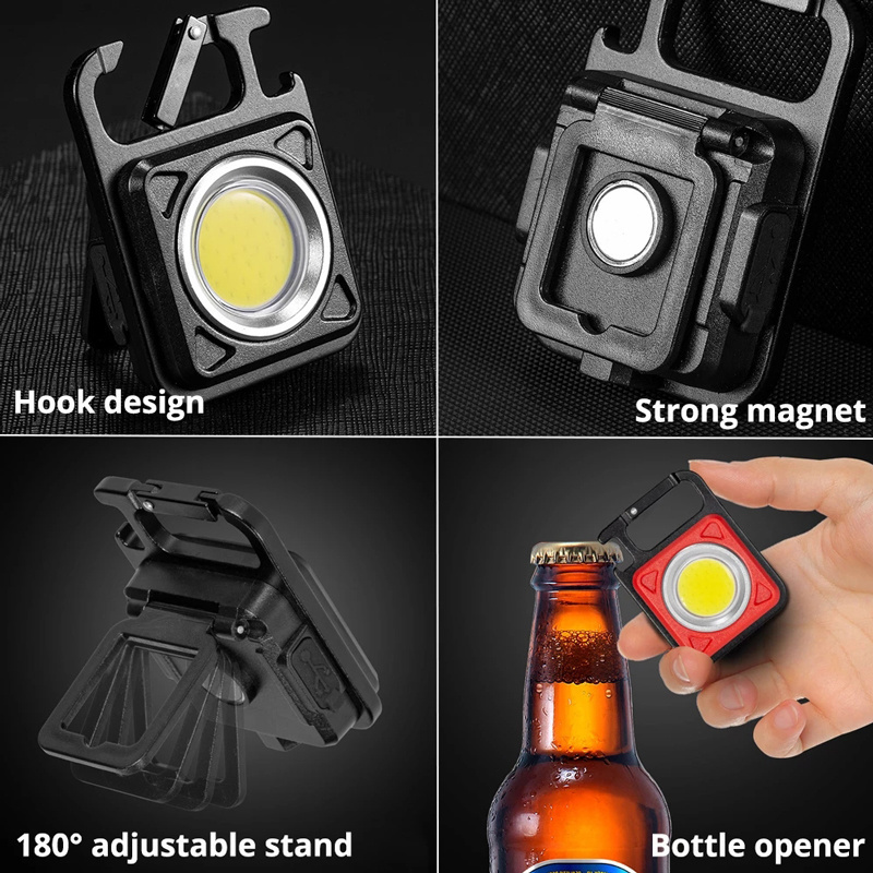 Waterproof Mini Flashlight Camping light COB Keychain Light with Strong Magnet