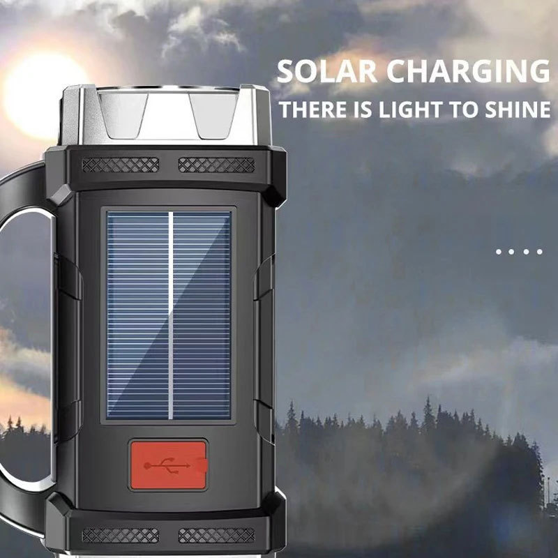 Flashlight strong solar charging outdoor ultra-bright high-power led long-range home patrol portable searchlight