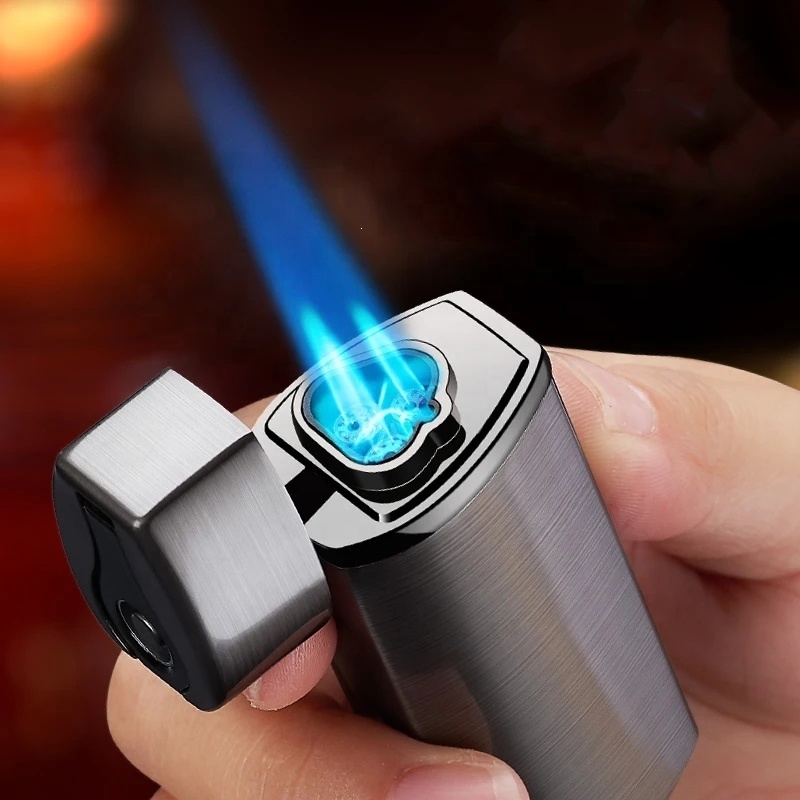 Metal windproof jet flame cigarette lighters with cigar cutter refillable butane gas torch lighter for cigar