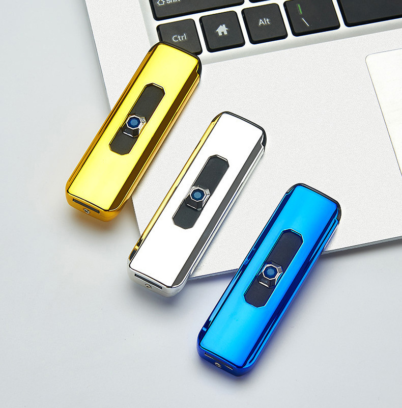 New Mini Electroplating Electric Lighter Small Double Side Cigarette Lighter USB Recharging Windproof