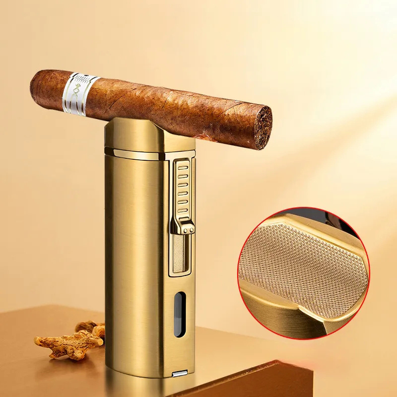 New HOT sell Cigar Cigarette lighter Strong windproof three fires torch lighter with cigar cutter