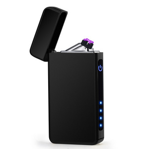 USB Rechargeable windproof lighter Touch Dual Arc Electric Lighter with Customize Logo Printing