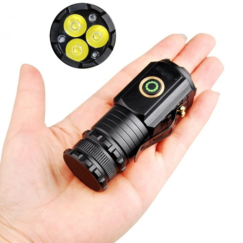 3 LED Flashlight 16340 Rechargeable USB C Light IP68 Waterproof with Magnet for Hiking Camping