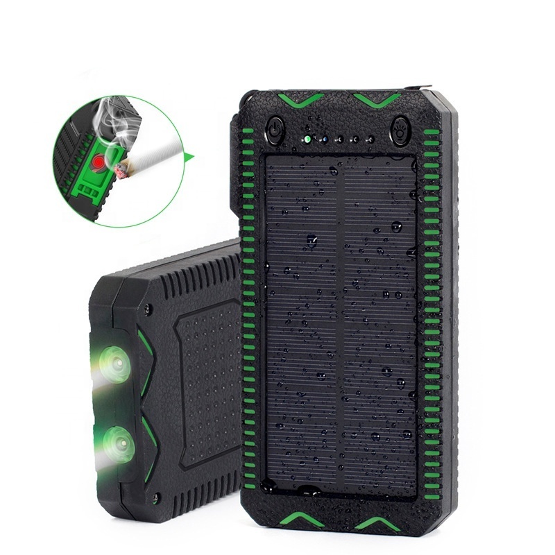 electronic cigarette lighter dual LED lights solar charging treasure 30000 mAh portable solar power bank