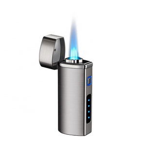 Cigar Lighter 3 Jet Blue Flame Gas Torch Butane Windproof Metal Lighter Cigar Accessories With Gift Box for Lighter