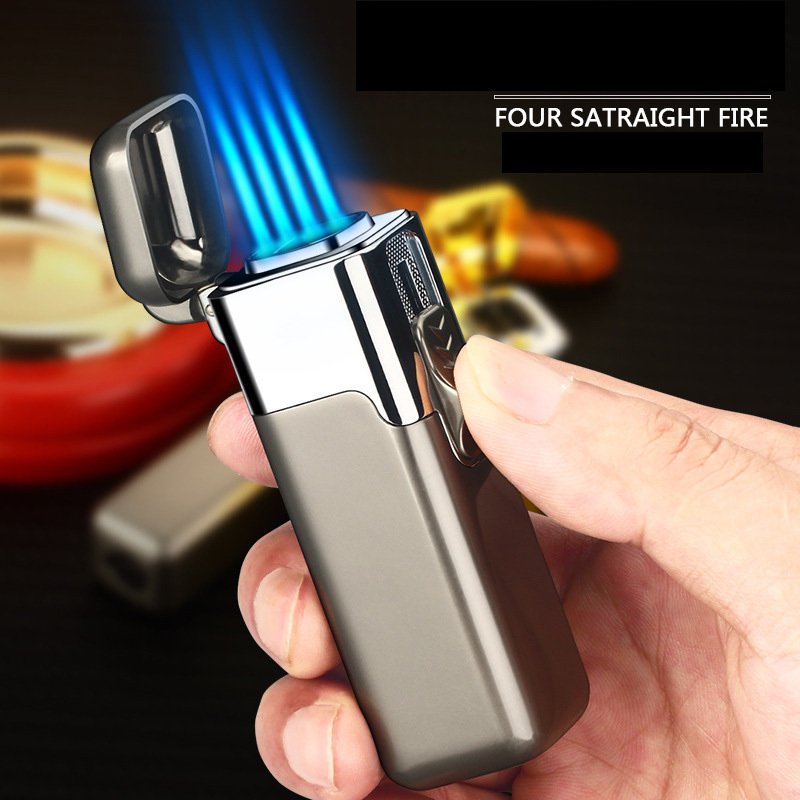 Custom design blue flame torch lighter metal insulation windproof cigarette lighter BBQ