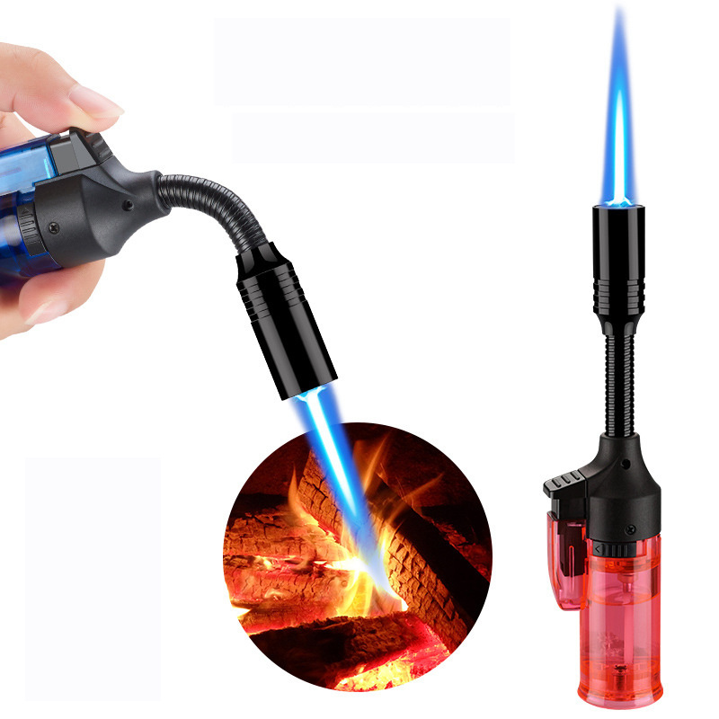 Custom wholesale windproof powerful refilled gun shaped fire butane torch lighters for outdoor