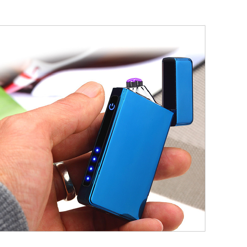 USB Rechargeable windproof lighter Touch Dual Arc Electric Lighter with Customize Logo Printing