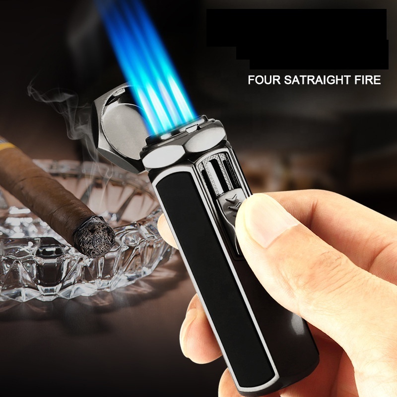 Metal Spray Gun Tobacco Lighter Windproof Blue Flame Inflatable Cigar Cigarette Lighter Jet Gas Butane Torch Lighter