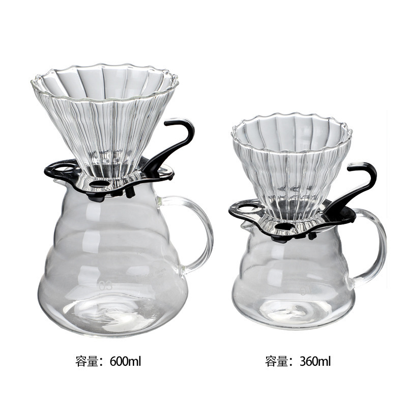 360ml 600ml 800ml Drip Iimited Hot Coffee Dripper Style Server Kettle  Glass Coffee Pot/Teapot Set With Filter