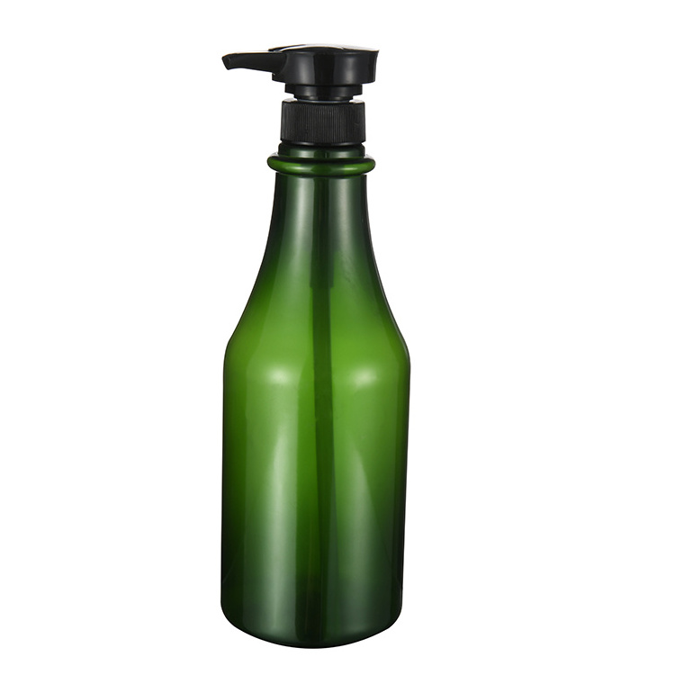 700ml green color PET plastic pump bottles for shower gel 24oz empty shampoo packing containers