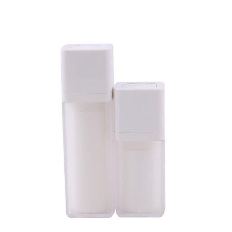 Wholesale Empty  1/2oz square plastic lotion pump bottle 1oz  frosted airless bottles  serum container