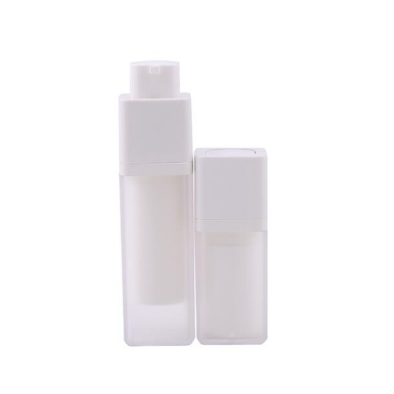 Wholesale Empty  1/2oz square plastic lotion pump bottle 1oz  frosted airless bottles  serum container