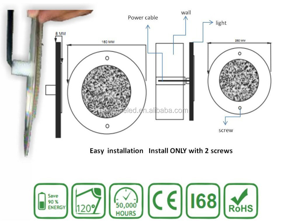 2022 Update Ultra thin Pool lamp RGB 4 wire Replace Pool Spa LED Wall Mounted Swimming Pool Lights Underwater