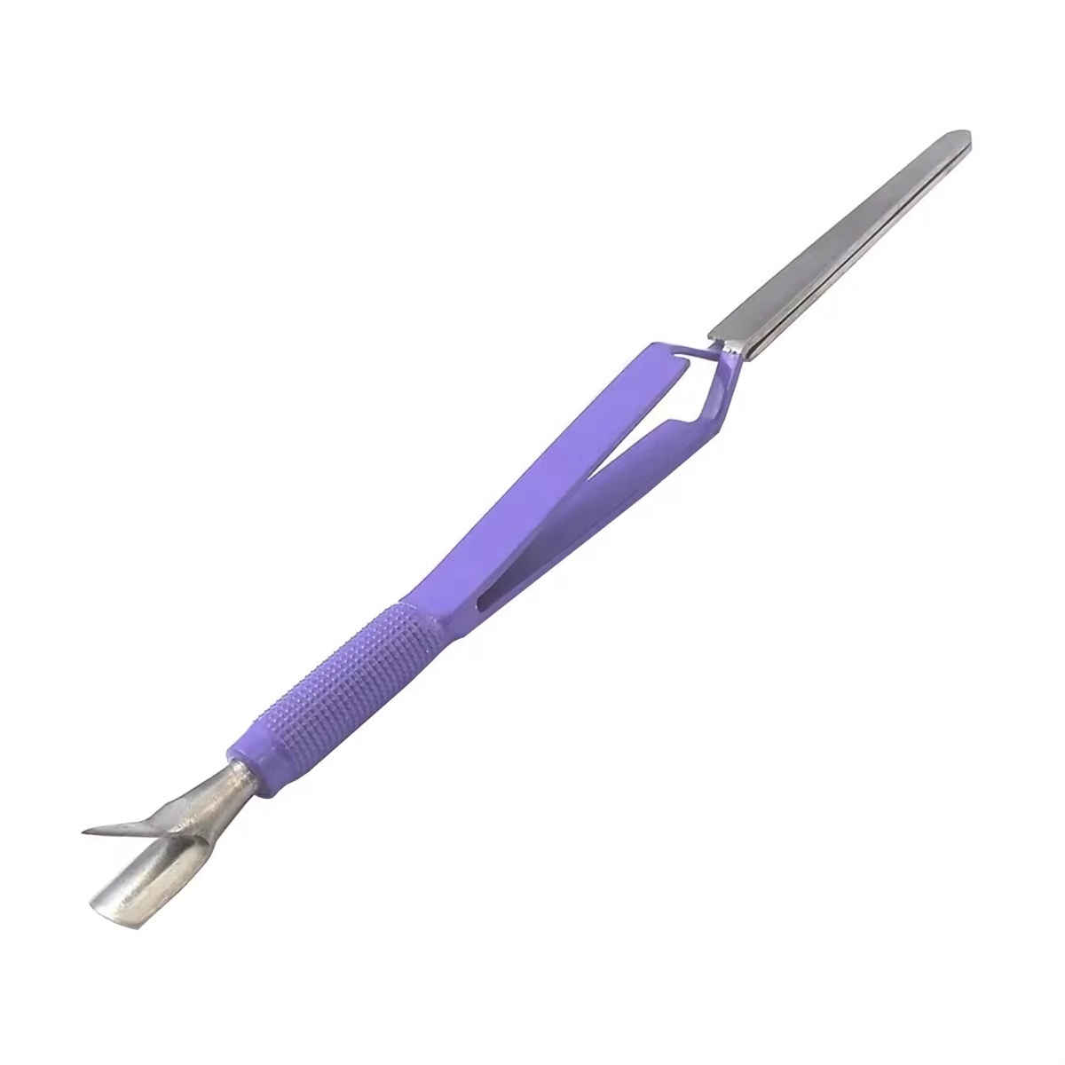 Best Supplier Pissco For Acrylic Nail Pincher Tool Multi Function Cuticle Pusher Tweezer Magic Wand Purple Custom Logo