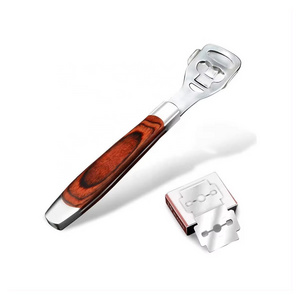 High Quality Callus Shaver Pedicure Dead Hard Skin Remover Heel Razor Wooden Handle Cutter With Skin & 10 Blades for Foot