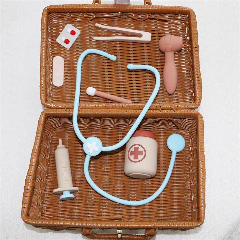 2023 New 8pc Silicone Pretend Hospital Doctor Set kids Children's Medical Games Baby Healthcare Toy