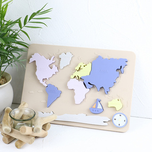 PISSEN Wholesale Baby World Map Jigsaw Puzzle Custom New Silicone Montessori Toy Kids Toys Educational Puzzle Learning Toys