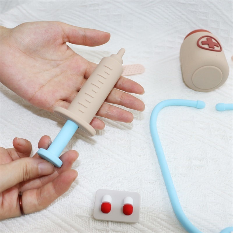 2023 New 8pc Silicone Pretend Hospital Doctor Set kids Children's Medical Games Baby Healthcare Toy