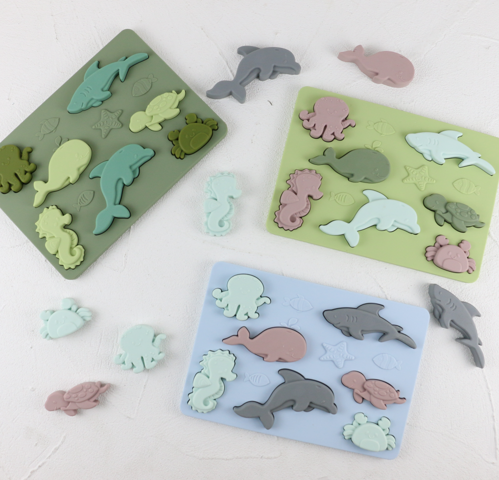 Hot promotion 2023  NEW ARRIVAL Marine Animal shape silicone teether chewable BPA free silicone puzzle educational Toys