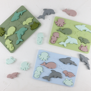 Hot promotion 2023  NEW ARRIVAL Marine Animal shape silicone teether chewable BPA free silicone puzzle educational Toys