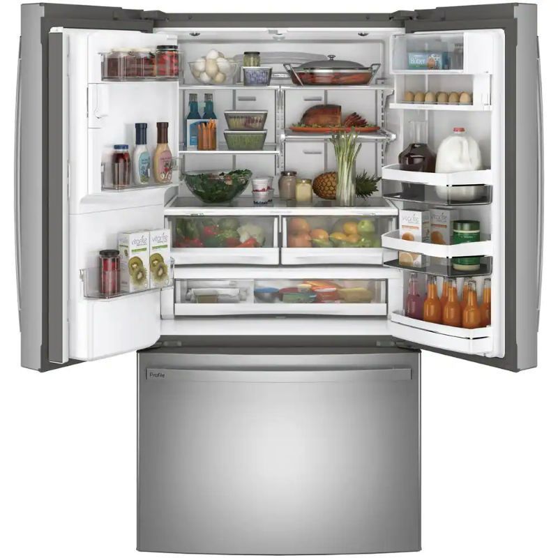 Profile 27.7 cu. ft. Smart French Door Refrigerator G E with Kuerig K-Cup in Fingerprint Resistant Stainless Steel