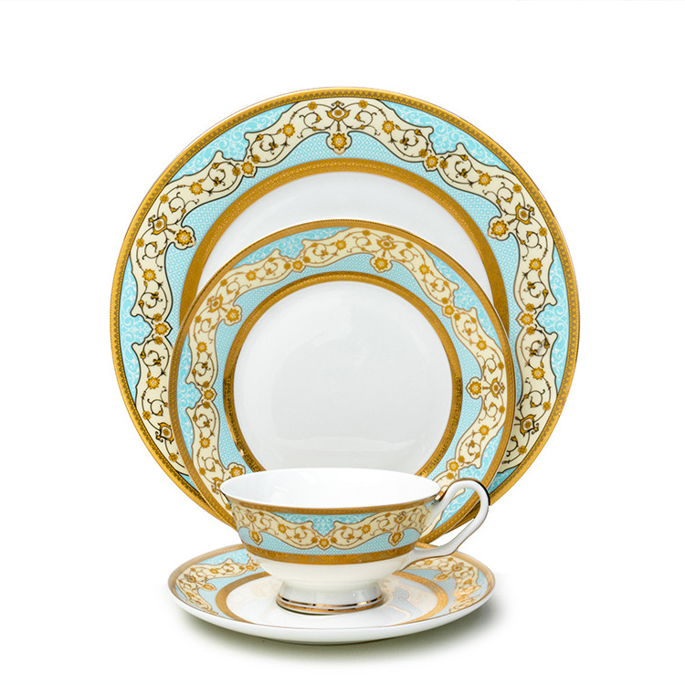 PITO HoReCa luxury homeware porcelain gold rim plates sets modern decal dinnerware sets