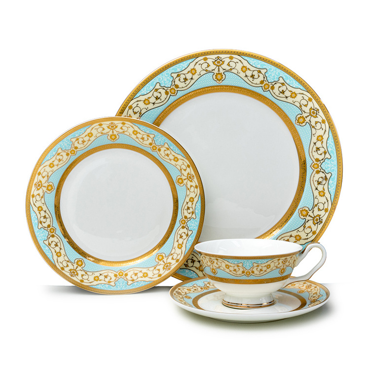 PITO HoReCa luxury homeware porcelain gold rim plates sets modern decal dinnerware sets