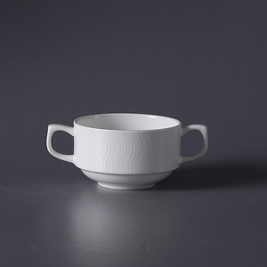 PITO HORECA white bone china Dinnerware Porcelain Binaural Soup Cup