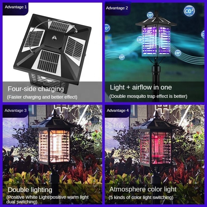 Amorphous silicon solar panel ABS plastic material waterproof construction solar bug zapper outdoor for garden park