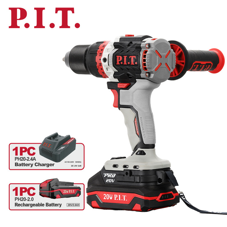 Portable Brushless 20V Impact Drill with Rechargeable Lithium Battery Electric Drill Cordless