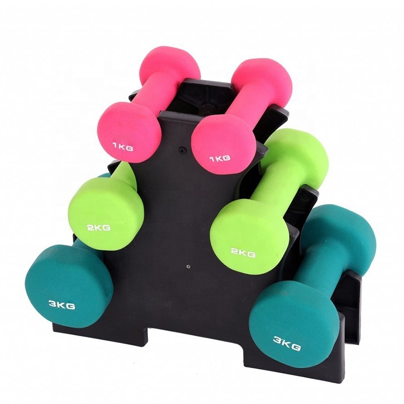 Wholesale Custom Logo  l -3kg Dumbbell Set With Rack Colored Iron Dumbbell Set Yoga Pilates Dumbbells