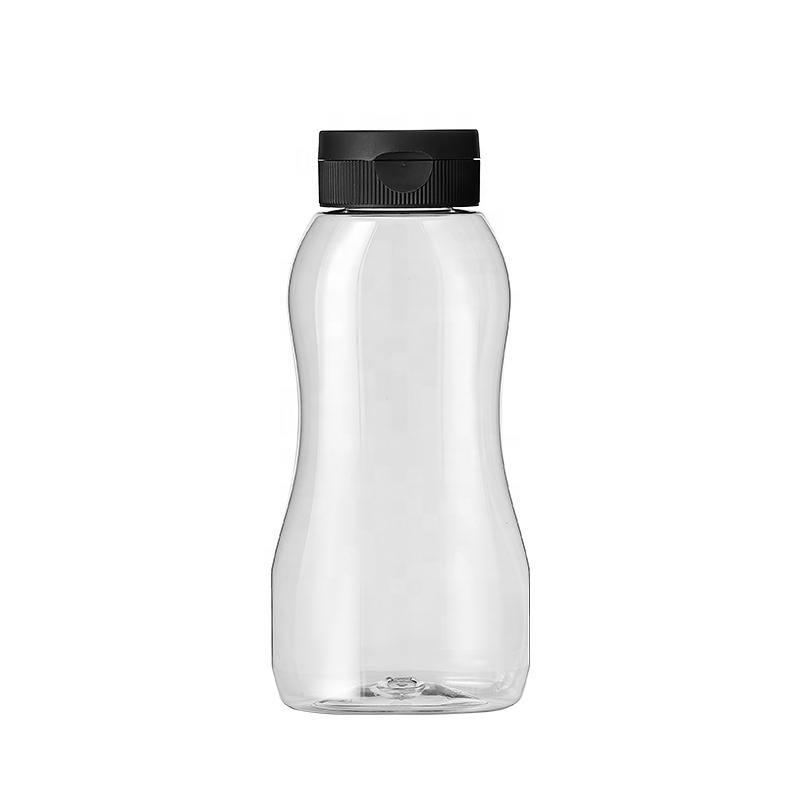 plastic bottle manufacturer 18oz ketchup dispenser bottle sauce squeeze plastic condiment bottle with label