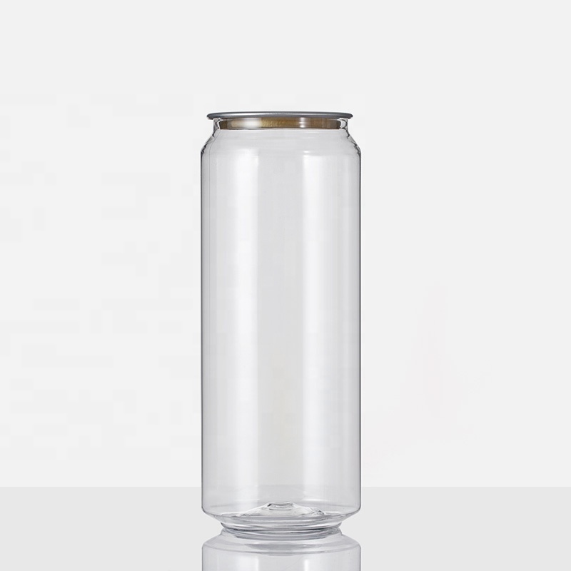 Factory wholesale 490ml 650ml clear Pull-ring Plastic Bottles PET plastic cans for beverage juice soda packaging